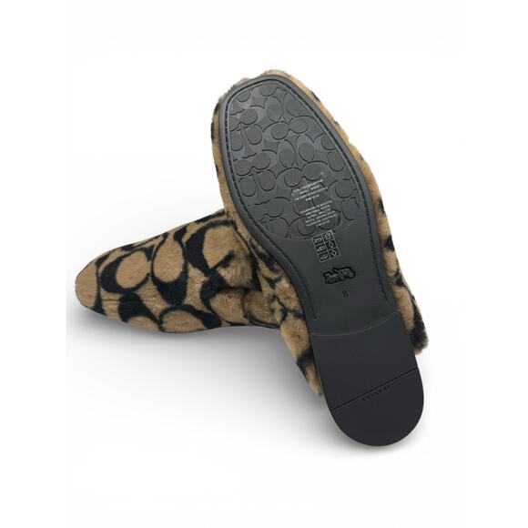 Coach SIG Sherling Slip Slippers Coconut Signature Print Women’s Size 8B New - Picture 4 of 5